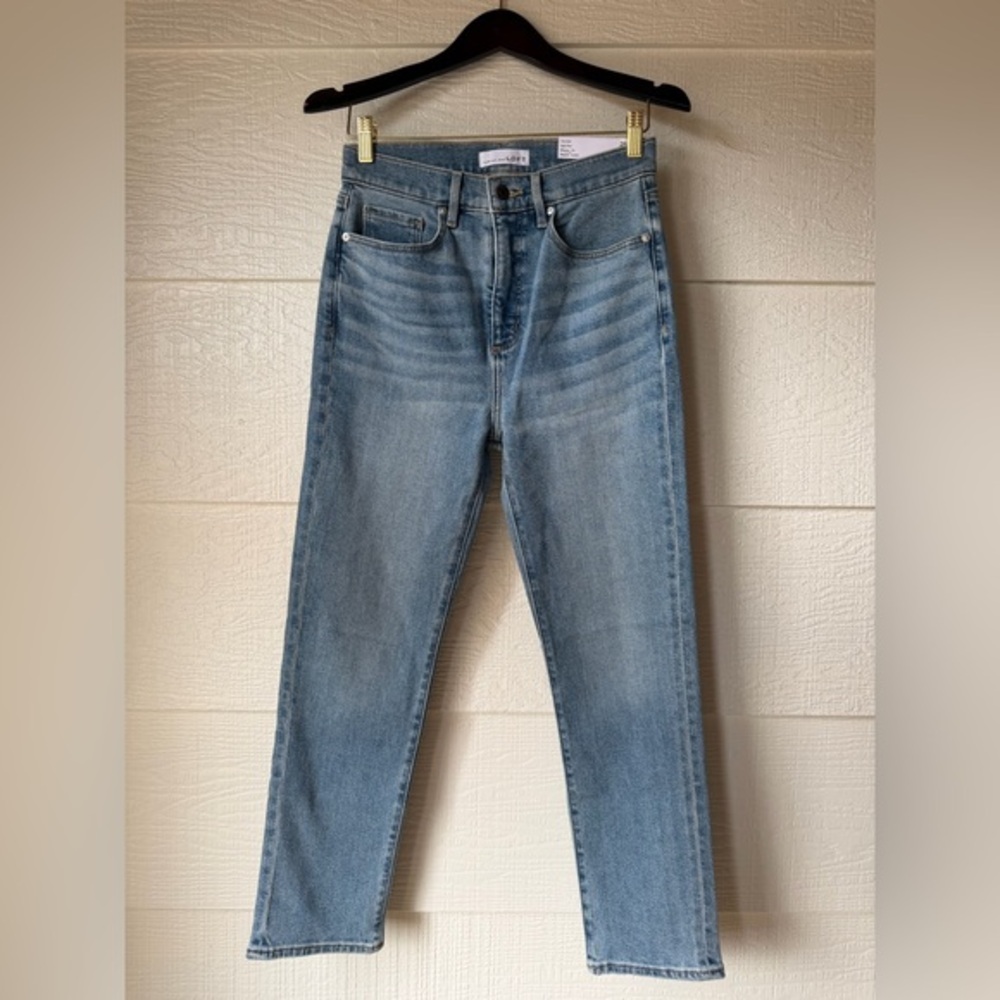 NWT LOFT The Slim High Rise Jeans Size 26 Light Wash Straight Leg Denim